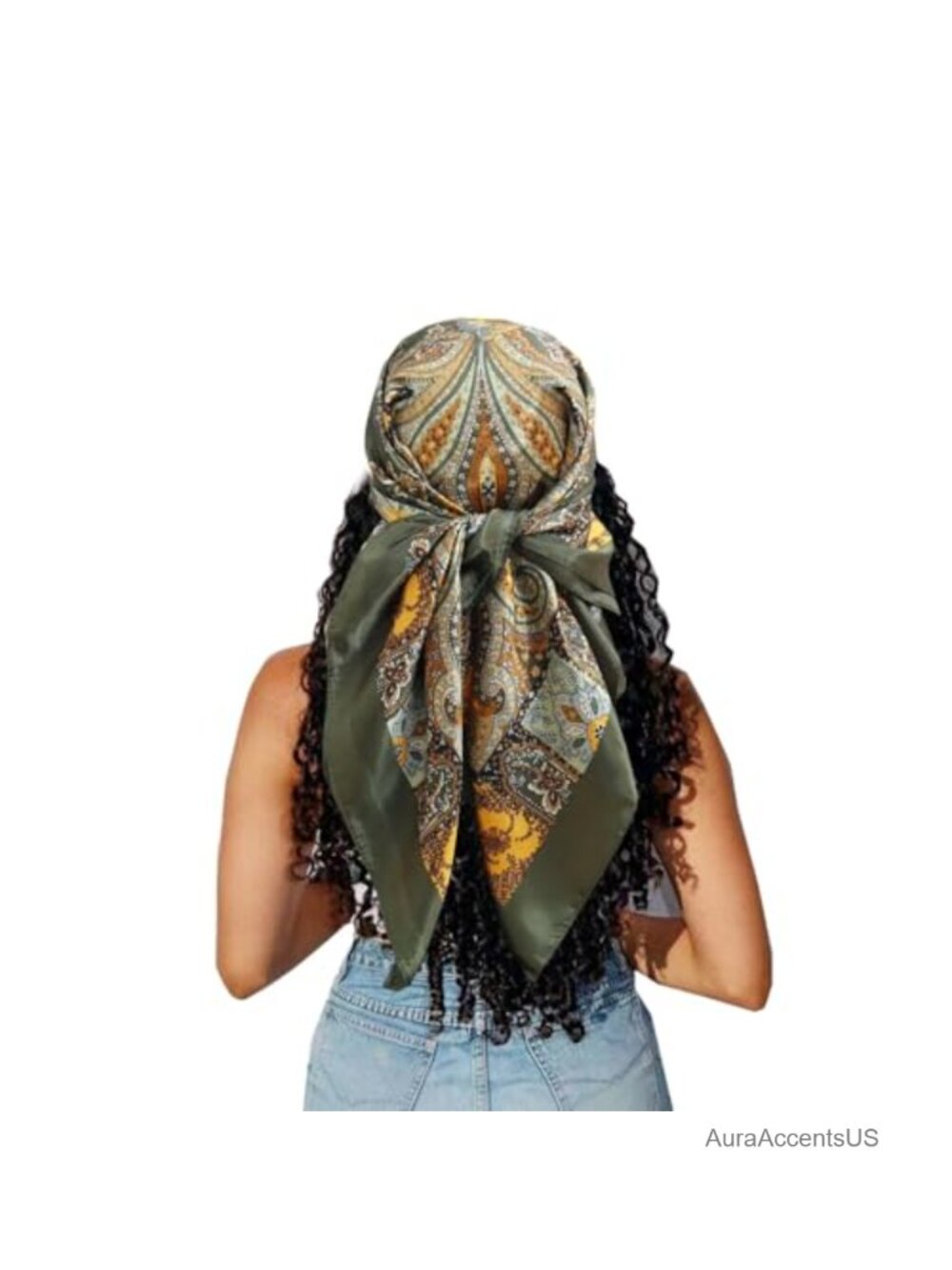 35x35 Large Square Satin Head Scarf for Women, Silk Feeling Bandana
